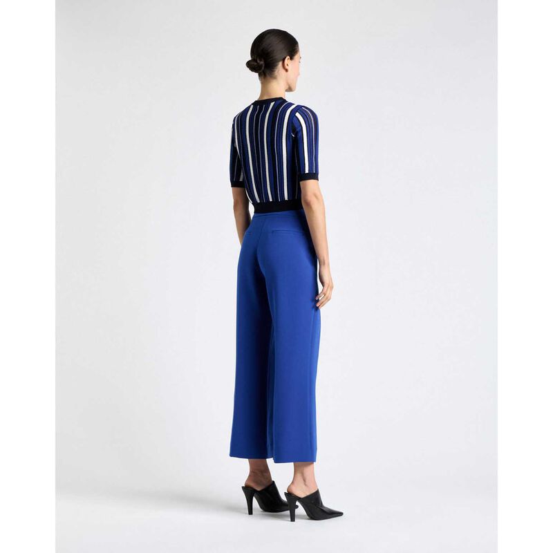 Cue Cobalt Textured Stripe Short Sleeve Cardigan image number 1